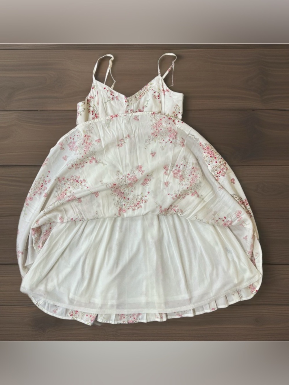 🌸 Old Navy White Cami Dress w/ Floral Print~Women’s Sz Sm~Spaghetti Straps~Lined - Picture 7 of 15